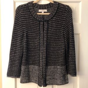 LOFT Black/Grey Marled Knit Cardigan